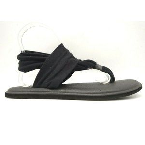 Sanuk Black Stretch Strap Casual Slingback Thong Sandals Shoes Women's 9